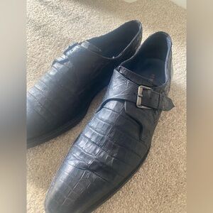 Mezlan Black Crocodile Monk Strap 🐊